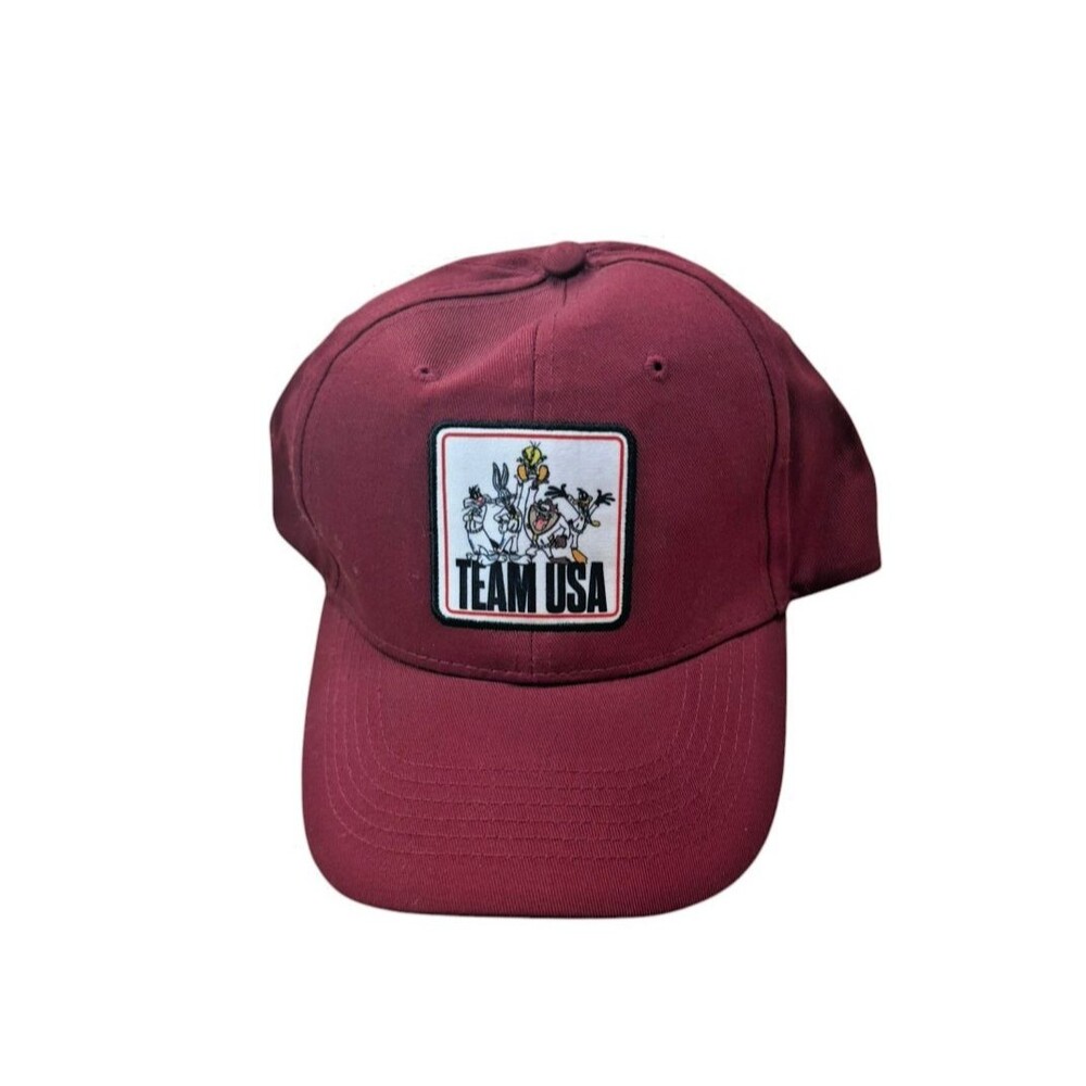 Looney Tunes Team USA Olympics Hat Cap Bugs Taz Daffy Snap Back Red Dad 90s